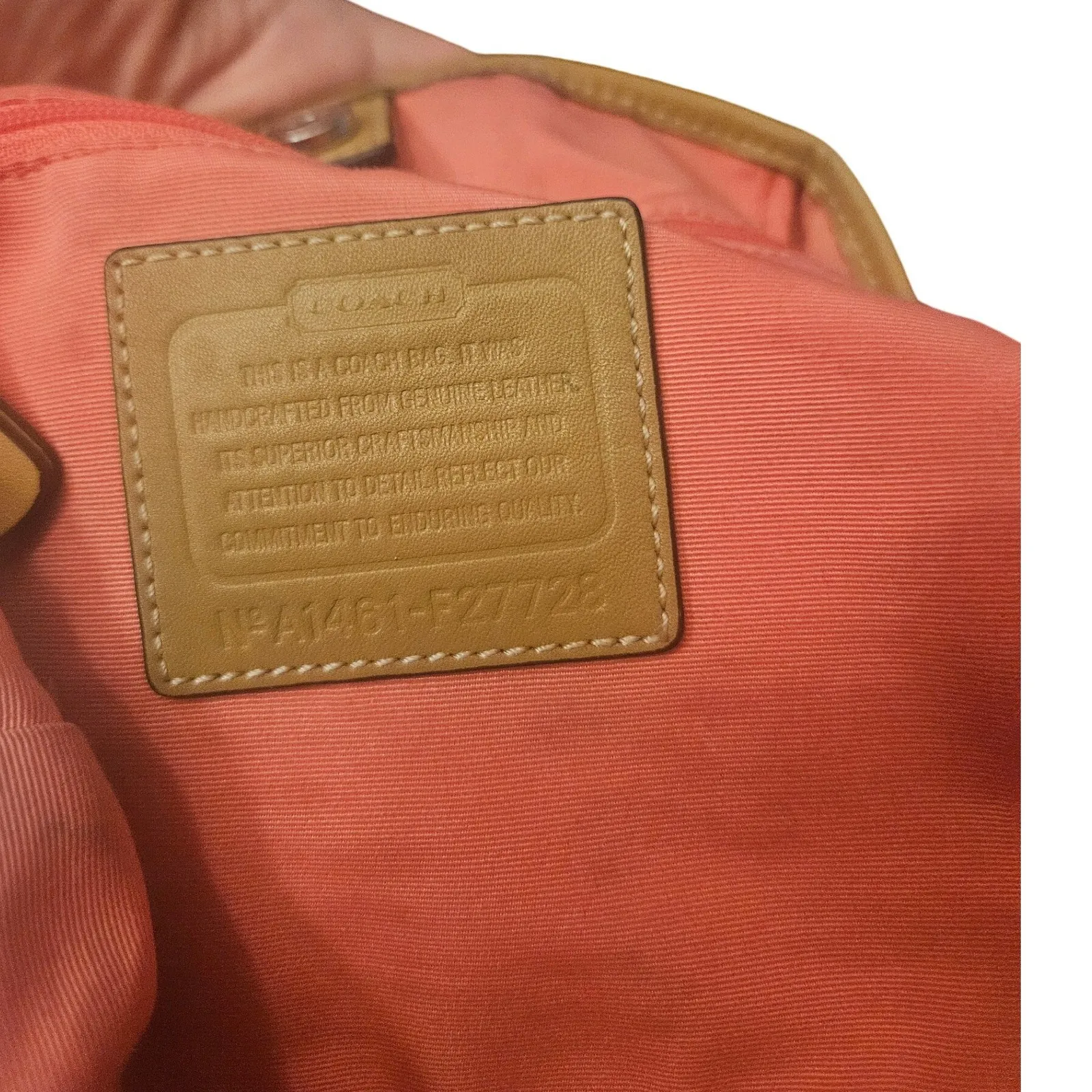 Coach Leather Tote Bag Camel Tan Shoulder Handbag NAF461 F27722 Women - Image 5