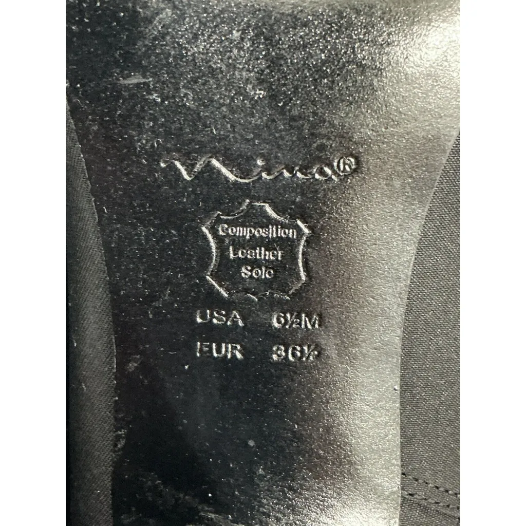 Womans Nina 6.5 Black Peep Toe Pleated Accent Zip Stiletto Bootie NWOT - Image 9