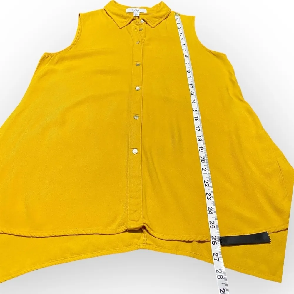 Fever Mustard Yellow Button Up Collared Tank Top Women’s Small Oversized Gold - Image 7