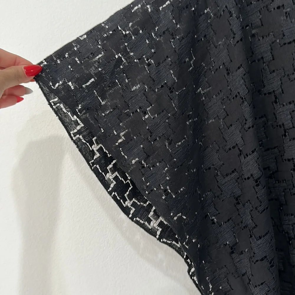 Women's Boho Cap Sleeve Sheer Lace Black Shawl/Kimono/Tunic Size M Boho Size M - Image 3