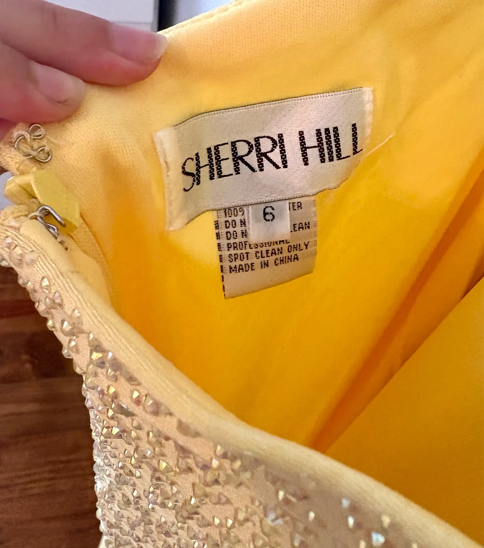 Yellow Open Back Sherri Hill Dress  - Image 3