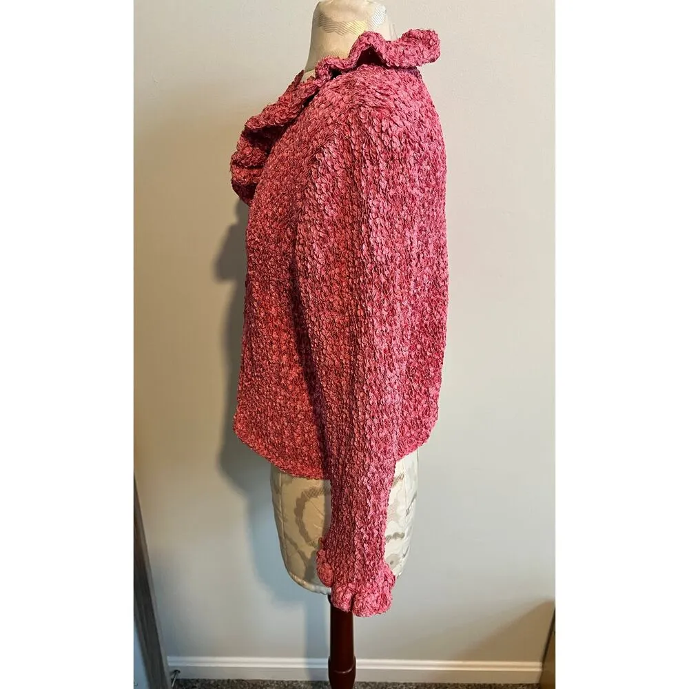 Estelle Gracer Vintage Hand Woven Ruffle Cardigan (No Size Tag - Image 4