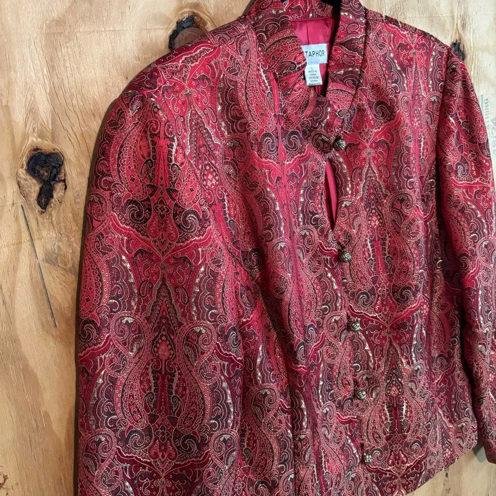 Metaphor  Gold & Red Tapestry Blazer Jacket Sz L - Image 2