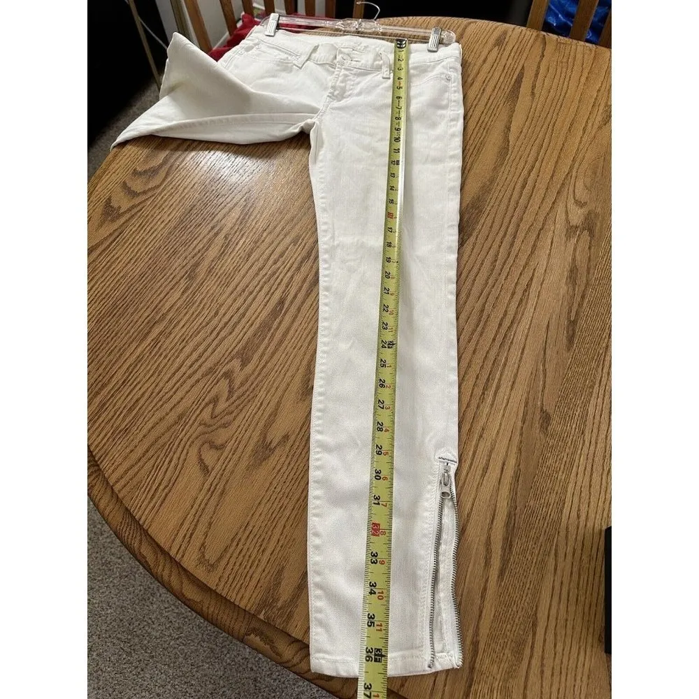 7 For All Mankind Jeans Women 26  White Denim Skinny Ankle Zipper Summer Beach - Image 8