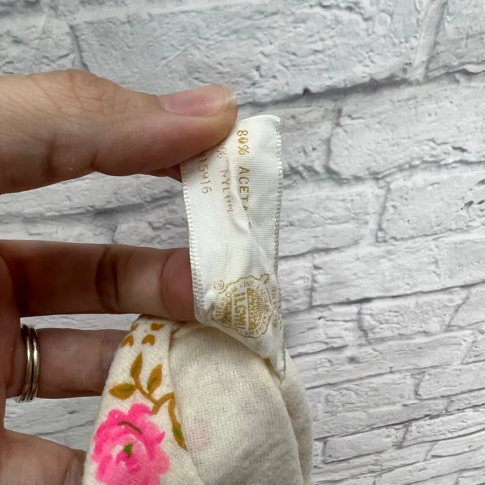 Vintage Prom'n Nod Long Sleeve Short Nightgown Beige Floral 60s Nylon Blend M Size M - Image 7