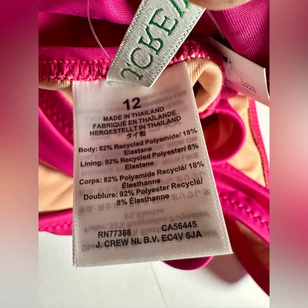 J Crew SwimSuit‎ Women’s Size 12 Pink Fuchsia Ruched One-Piece V Neck Beach NWT - Image 11