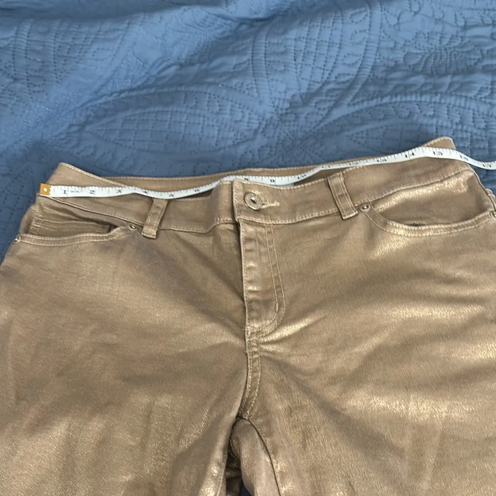 Chico's Platinum Denim Shiny Gold Jeans - Image 5