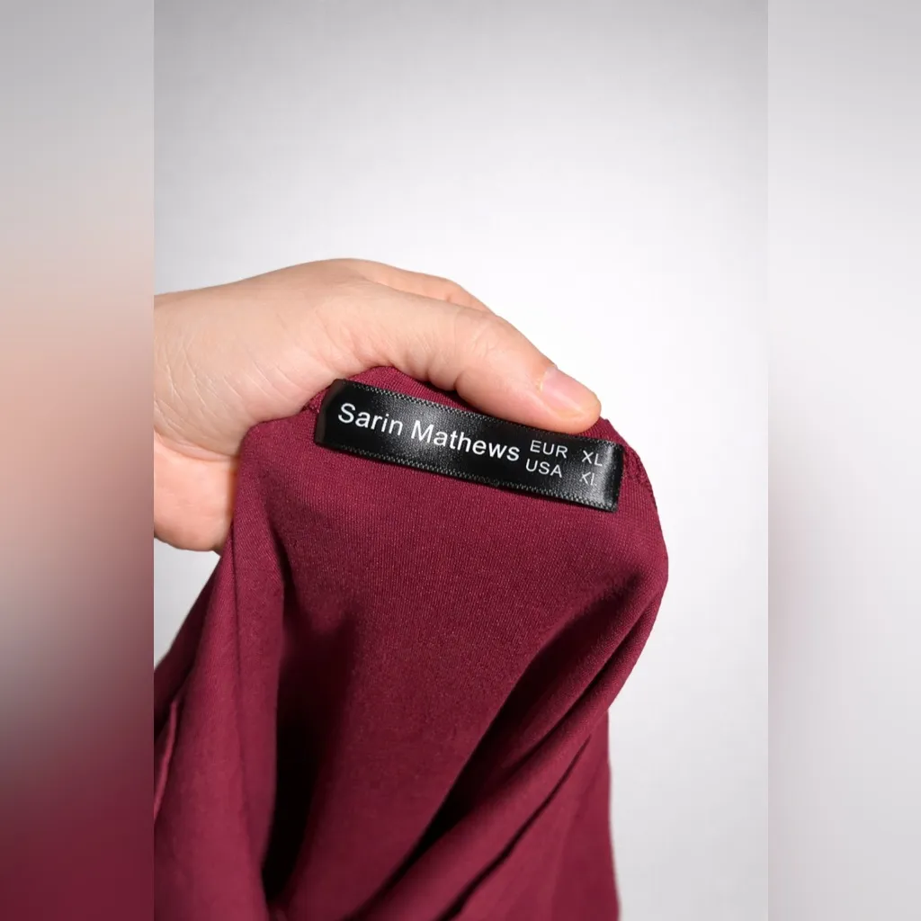 Sarin Mathews Burgundy Fit Flare Dress XL Red - Image 4