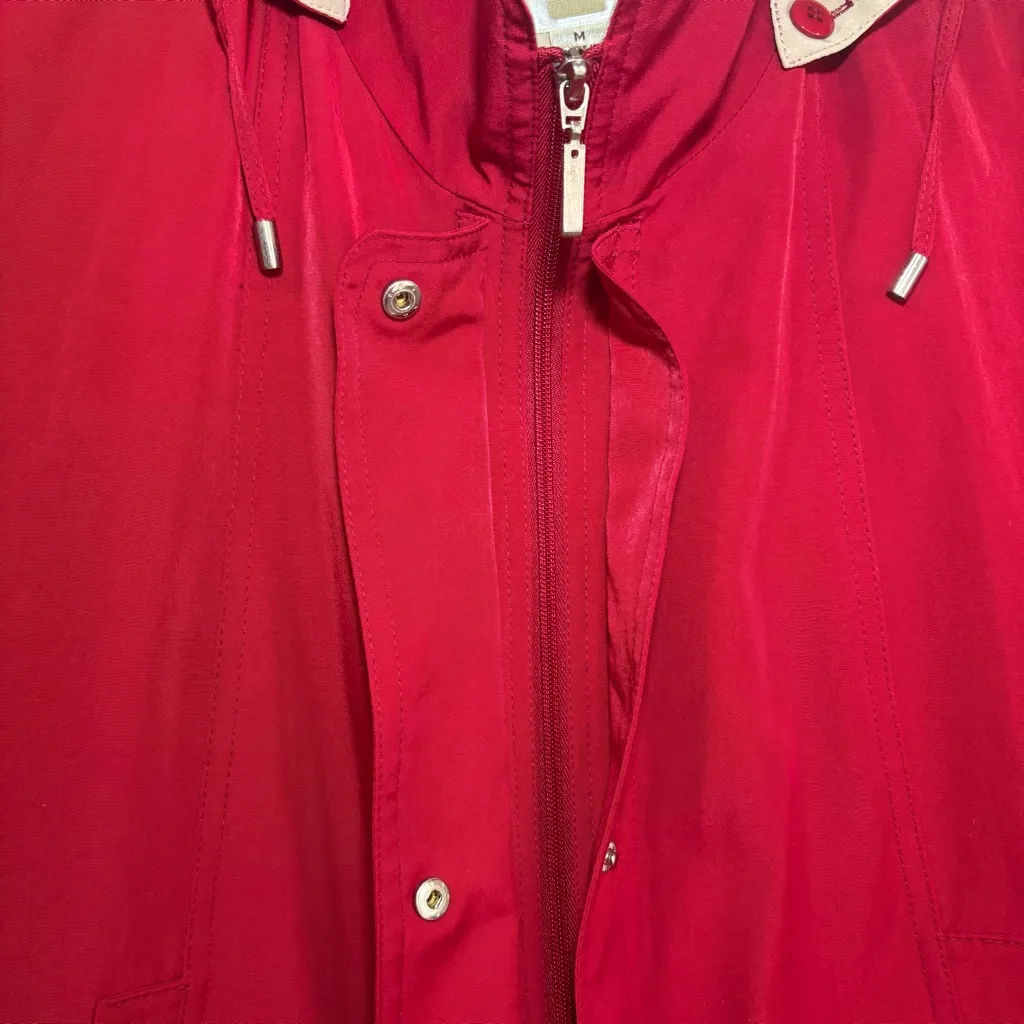 Gallery Jacket Removable Hood Women M Red Zipper & Snap Close Inner Pocket Flaw - Image 3