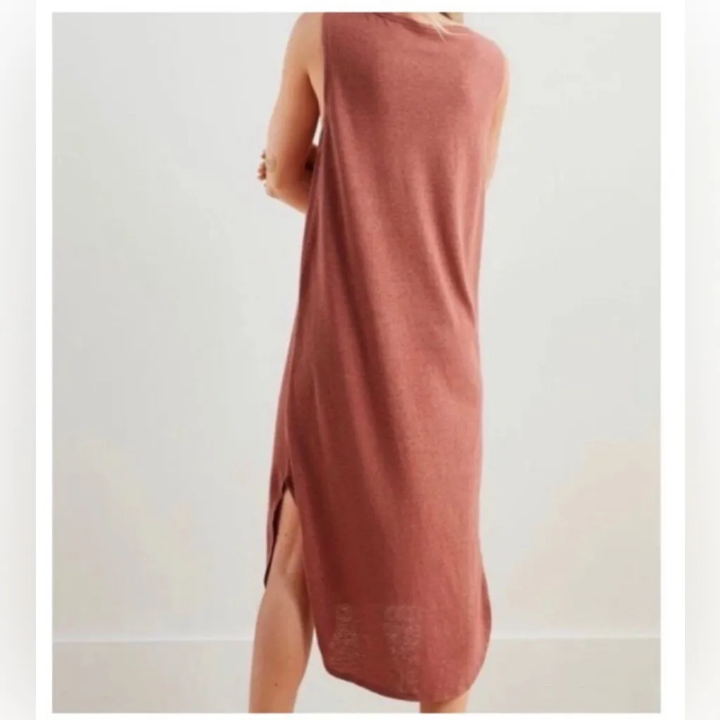 Aerie Linen Blend Sleeveless Midi Dress  In Burnt Orange Size Small EUC - Image 2
