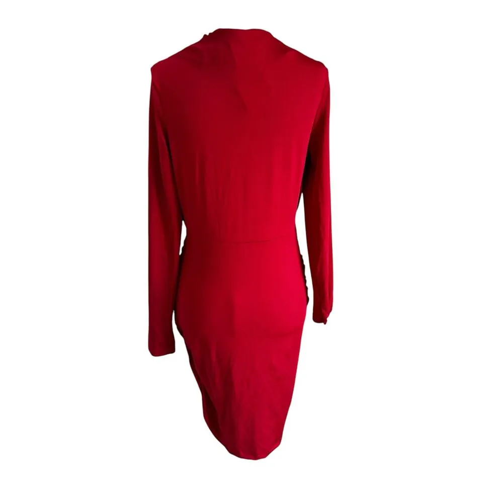 Grace Karin Red Ruched Bodycon Dress Women Size Medium NWT | 68-48 - Image 3