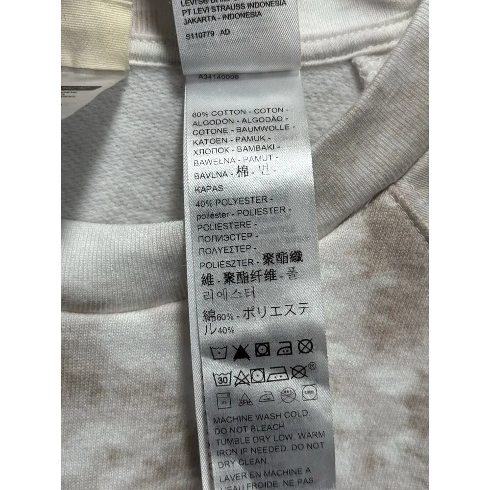 Tie Dye White/Brown Crew Neck Crop Sweatshirt Size XL Long Sleeve Raw Hem - Image 3