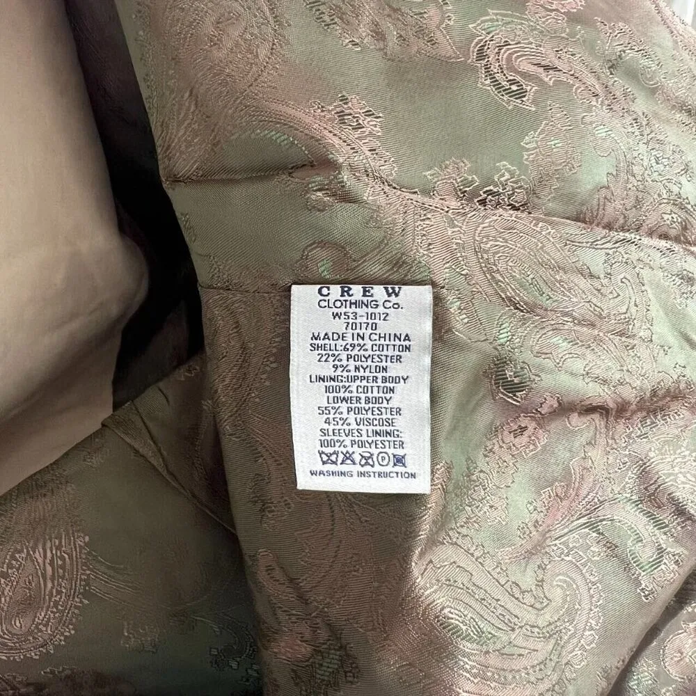 NWOT Crew Women's Trench Coats With Belt Jackets Flower lining Size 10 Khaki Tan - Image 11