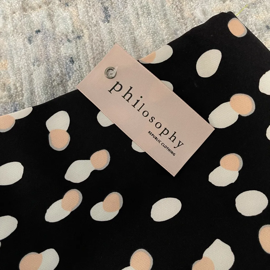 NWT Philosophy Women’s Black Beige Polka Dot Print Pencil Skirt  Size 10 - Image 7