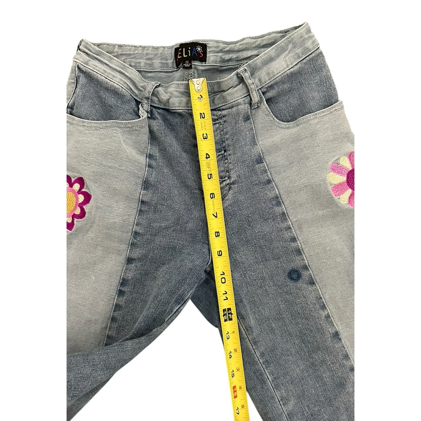 Delia’s By Dolls Kill Wild Canyon Wide Leg Jeans Daisy Foral Size Small Blue - Image 9