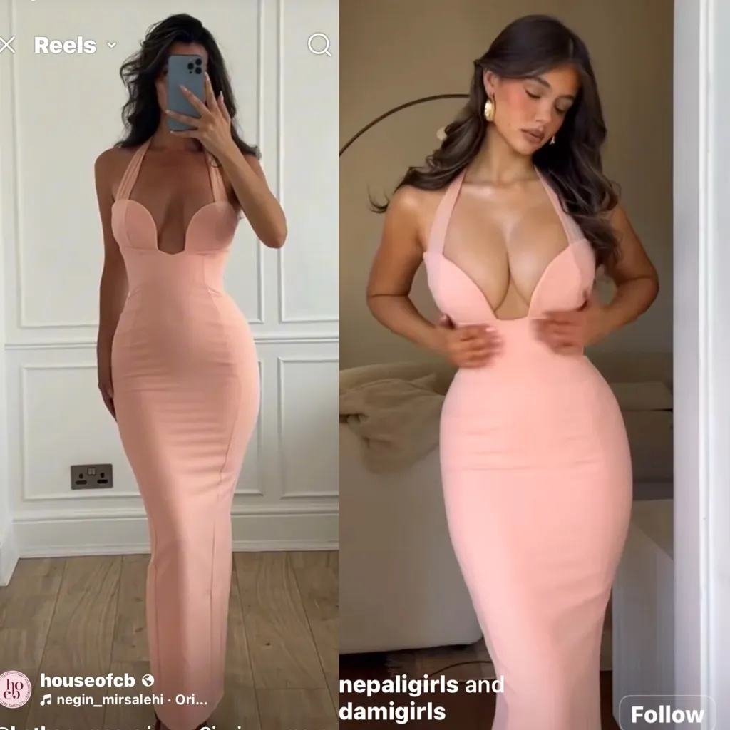 House of CB M D-DD Gianina Sorbet Crepe Halter Maxi‎ Dress NWOT - Image 2