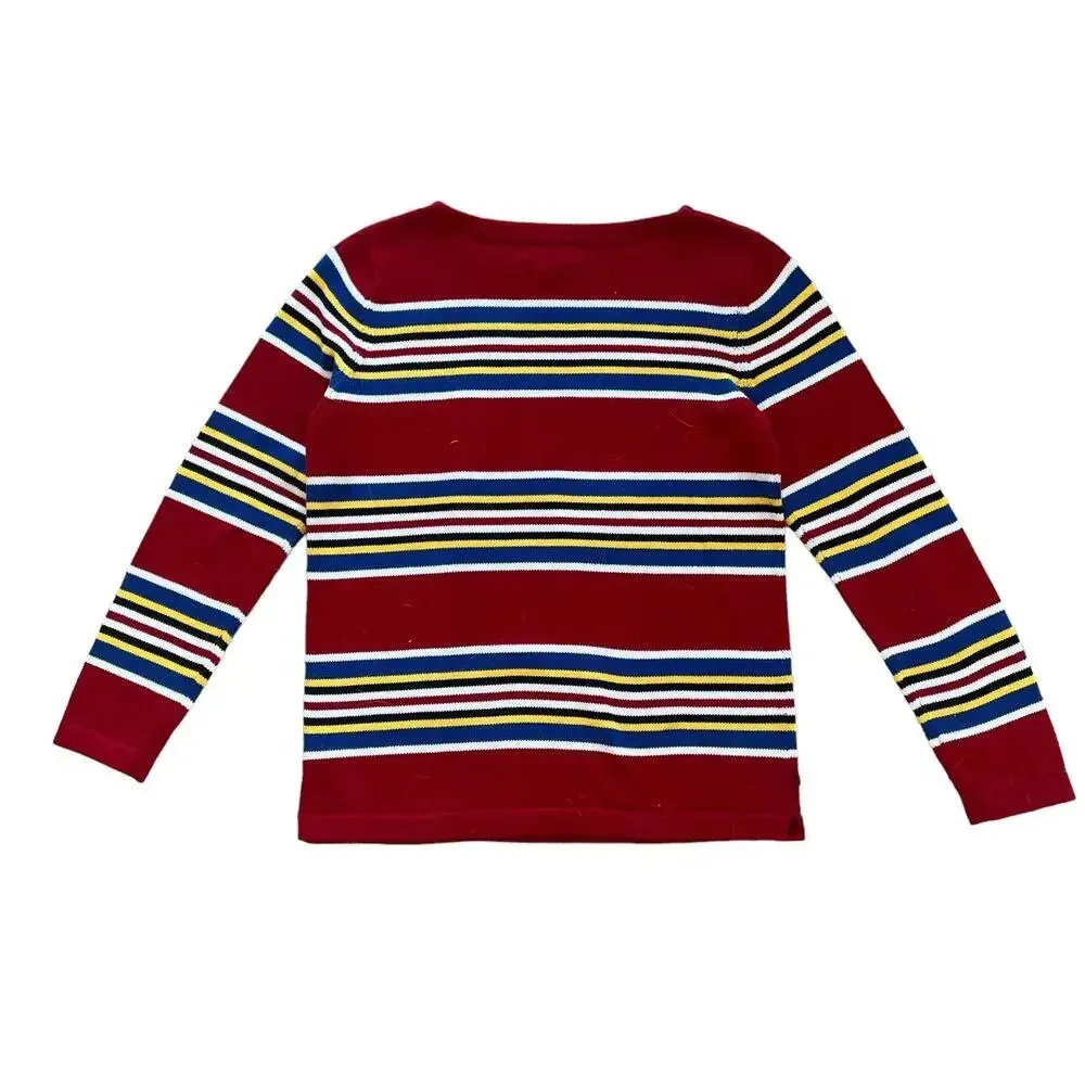 Vintage Lauren Ralph Lauren Women Small Striped Crewneck Cotton Pullover Sweater - Image 3