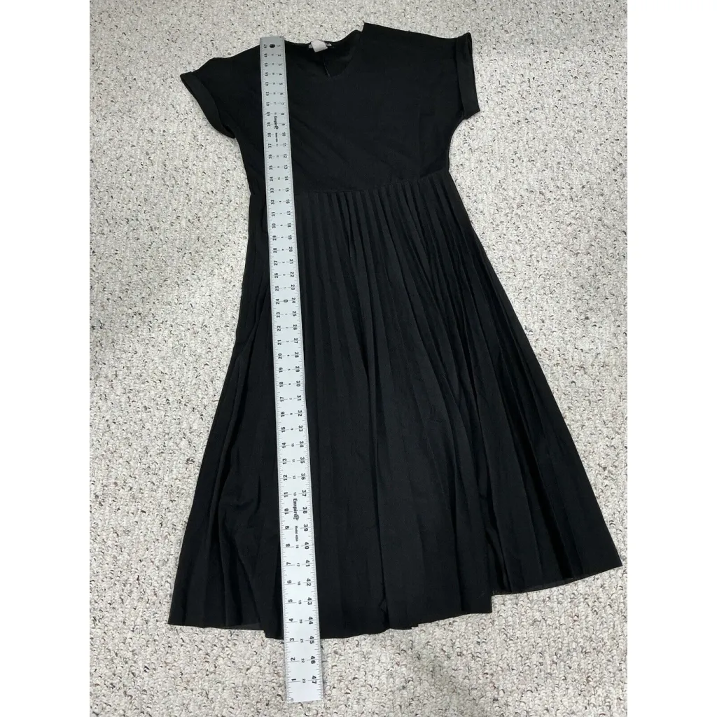 Womans Elizabeth & Nicole Large Black Midi Fit N Flare Dress Pleats - Image 6