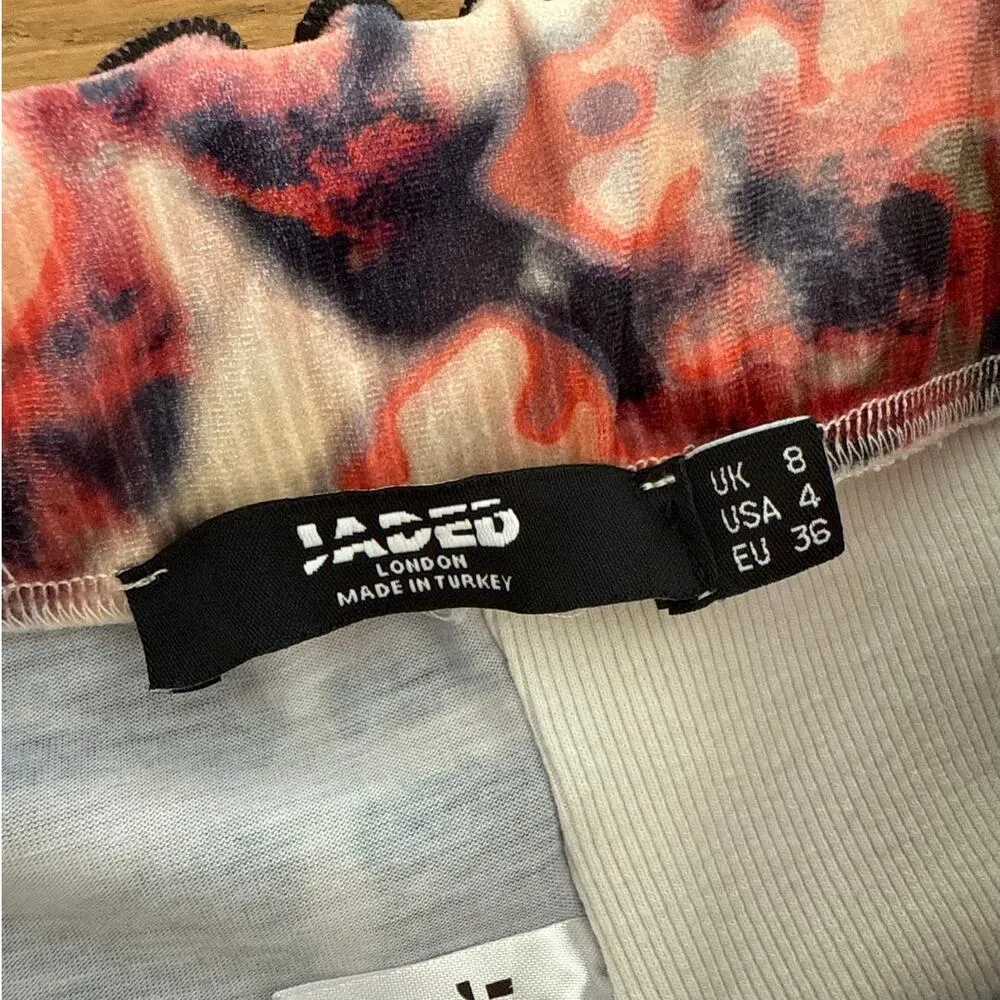 Jaded London - Mixed Print Patchwork Halter Crop Top Flare Pants Set White Brown - Image 4