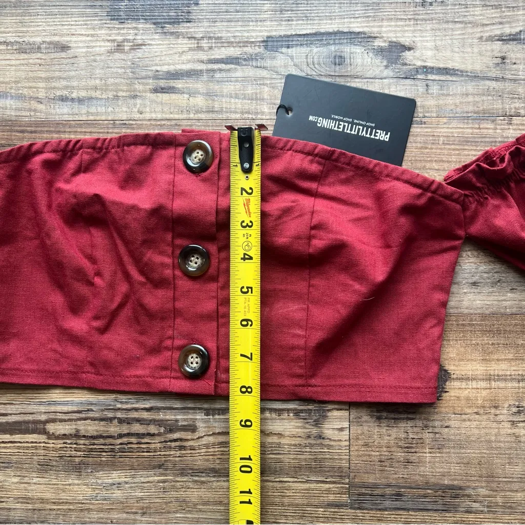 PrettyLittleThing Womens Red Long Sleeve Off The Shoulder Crop Top Size 6 NWT - Image 4