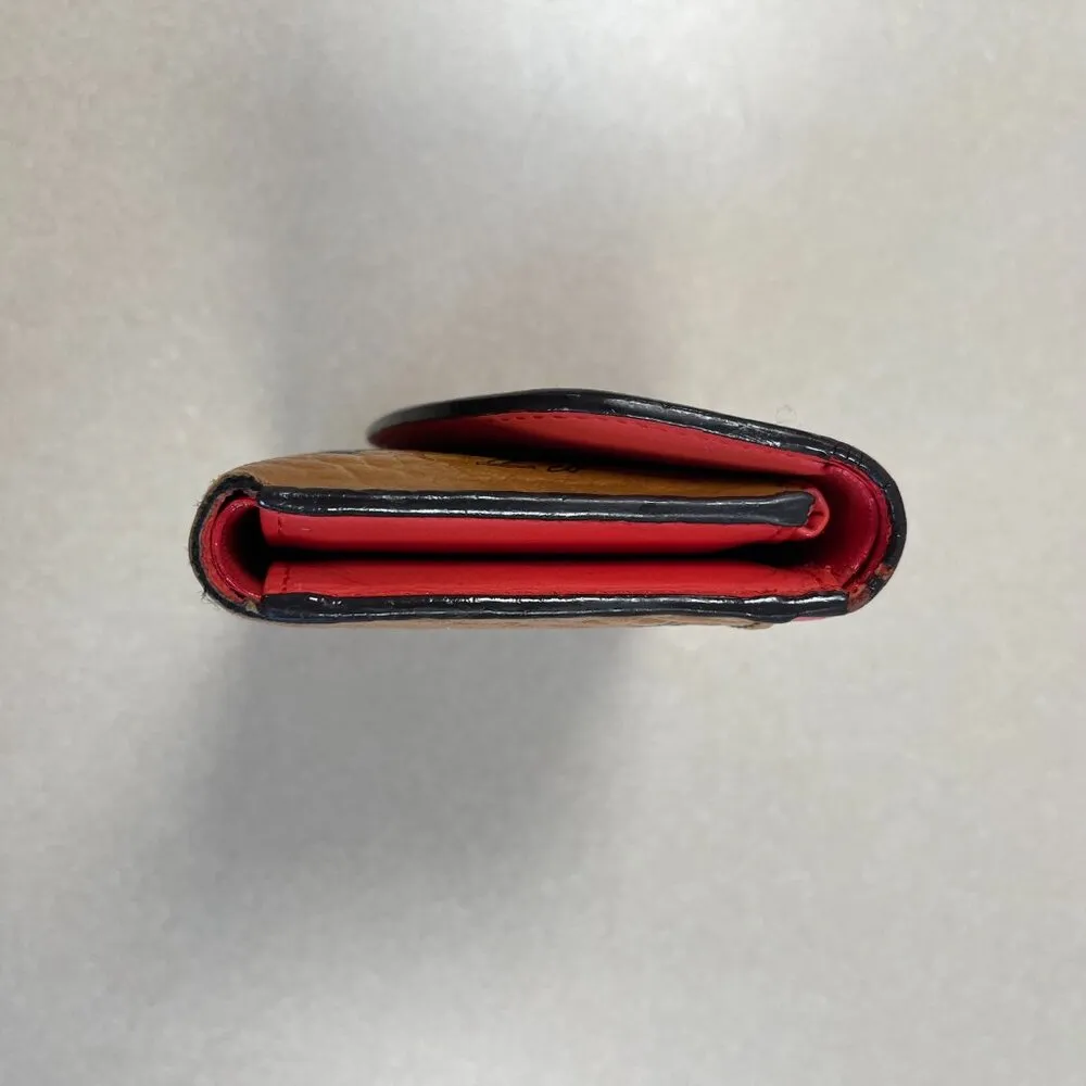 MCM Visetos Grained Calfskin Tri-Fold Wallet - Marigold Orange - Preowned - Image 3