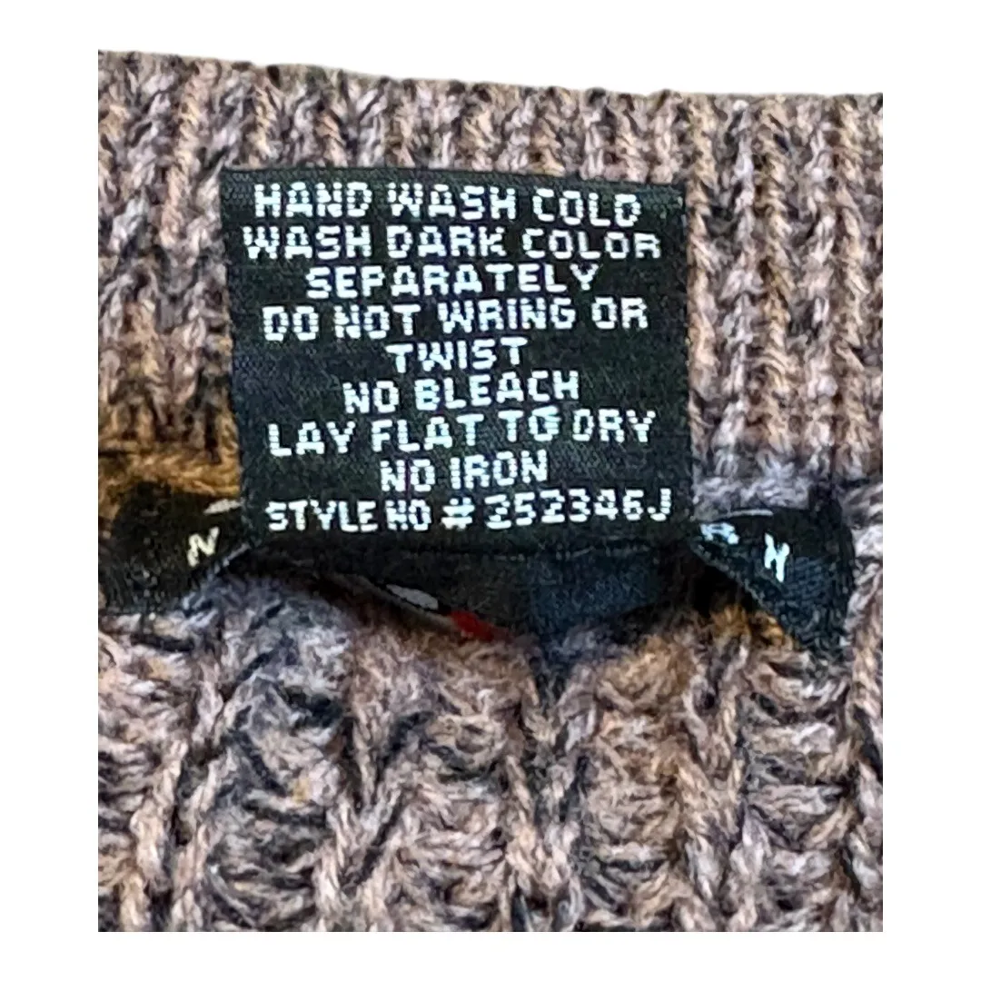 POOF New York Brown Knit Sweater Lace Up Long Sleeve Pullover Women Size Small - Image 7