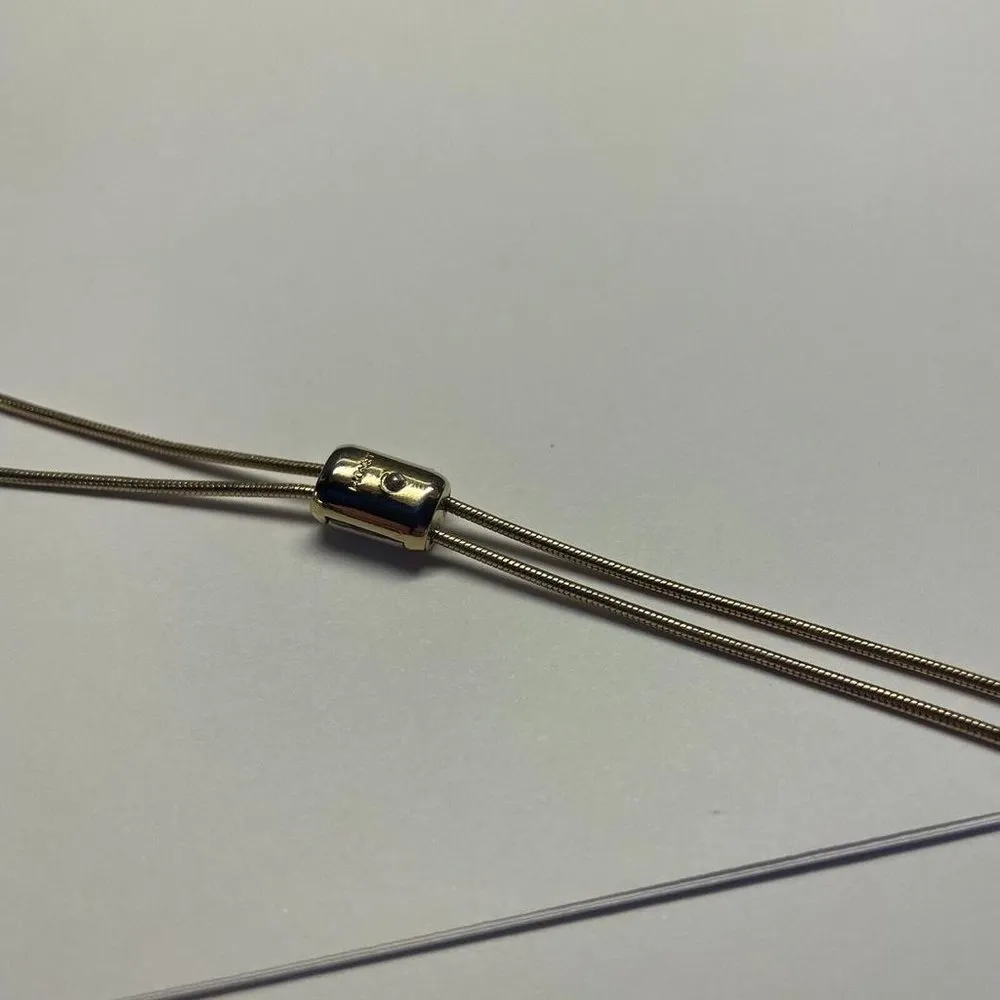 Signed Monet Gold Tone Costume Necklace Dangle Chain - Image 3