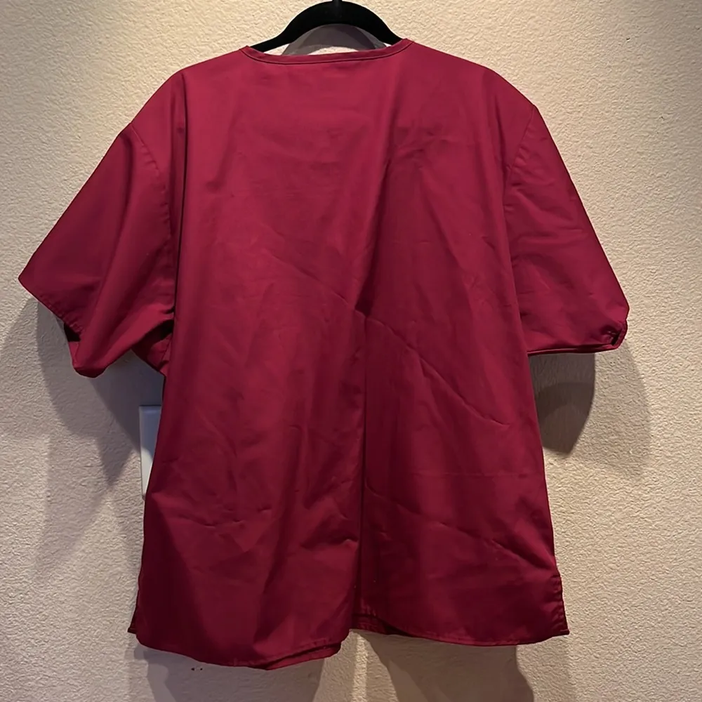 Wonderwink Scrub Scrubs Burgandy Top Size 2X - Image 6