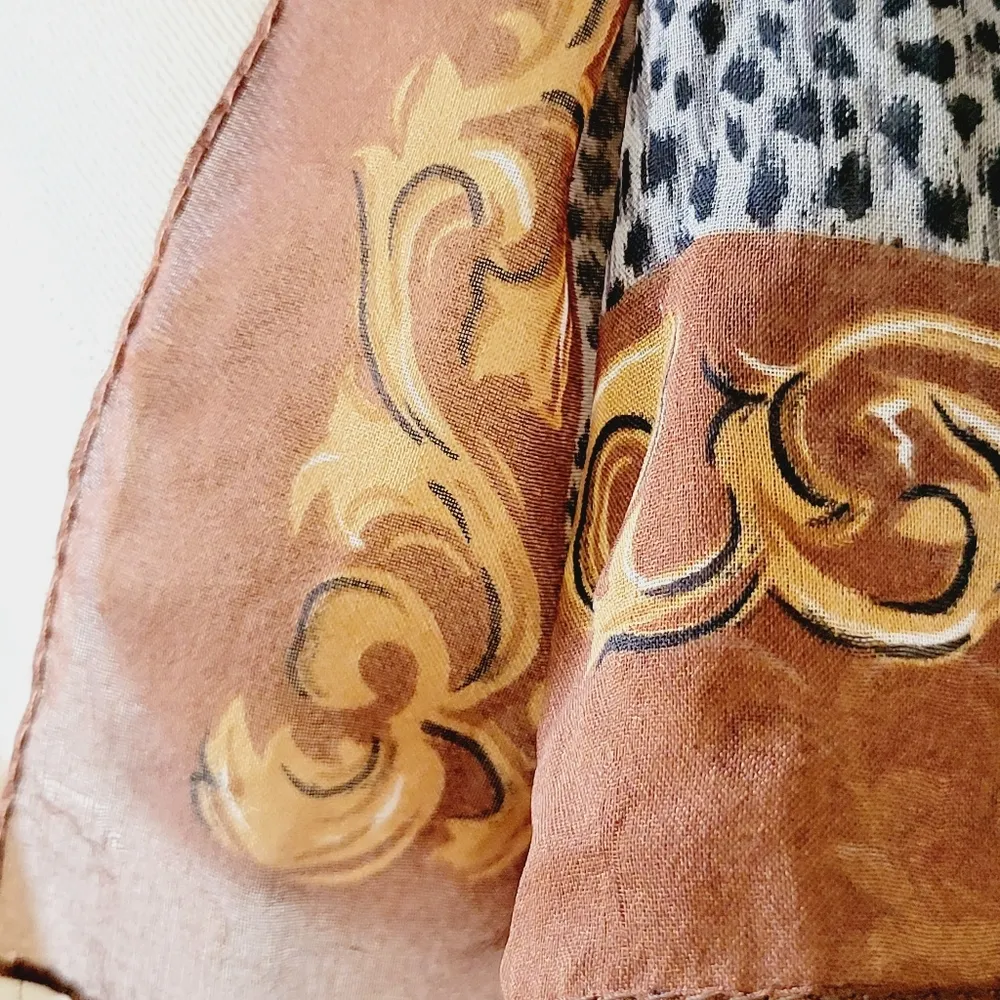 Leopard baroque chiffon rectangle scarf - Image 3