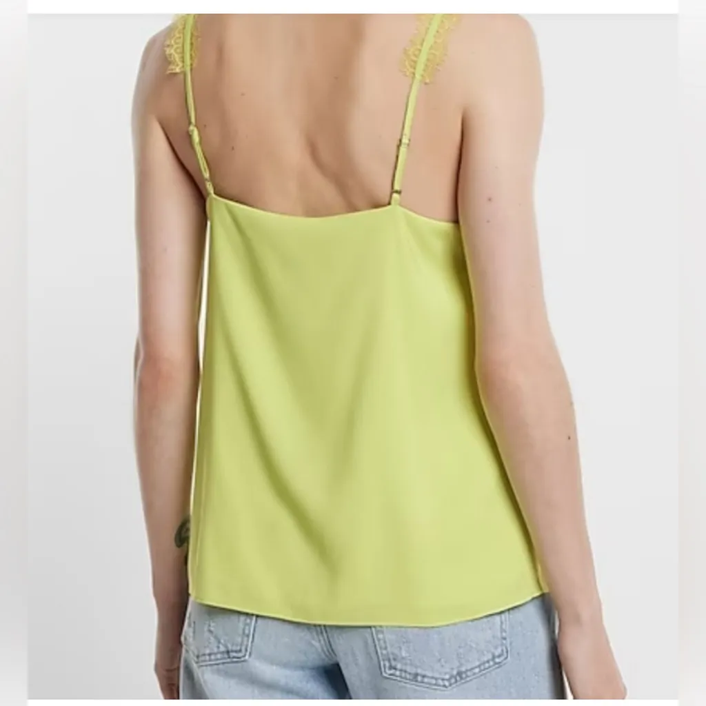 NWT Express Satin Lace Strap V-Neck Downtown Cami Top XS Lemon Yellow Shirt - Image 12