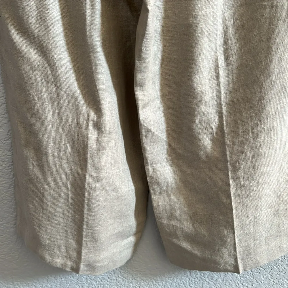 Heritage 100% Irish Linen Tan Straight Leg Zip Up Pants Size 8 - Image 5