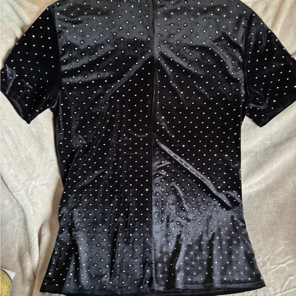 H&M Black Velvet Dress with silver Studs bling stretchy Women’s XL - Image 4