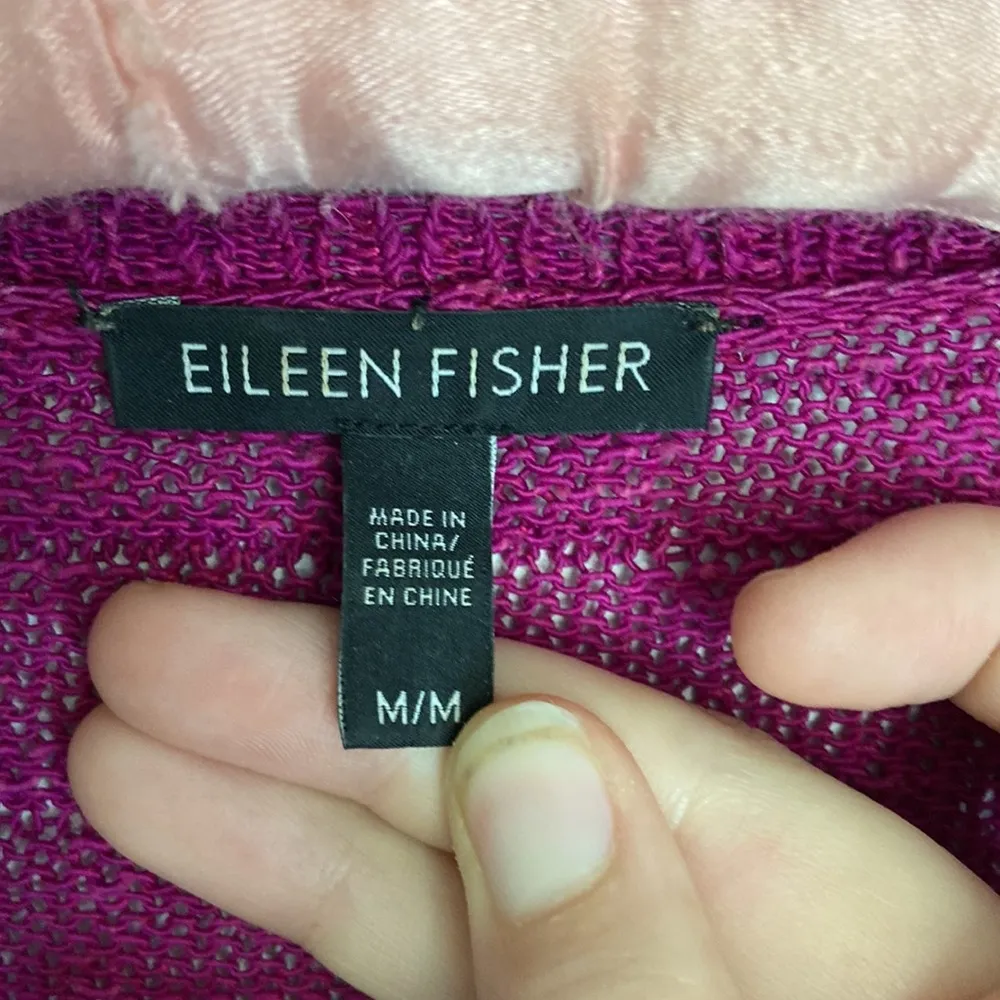 EILEEN Fisher Cerise Pink Linen Blend Sweater Size Medium M - Image 2