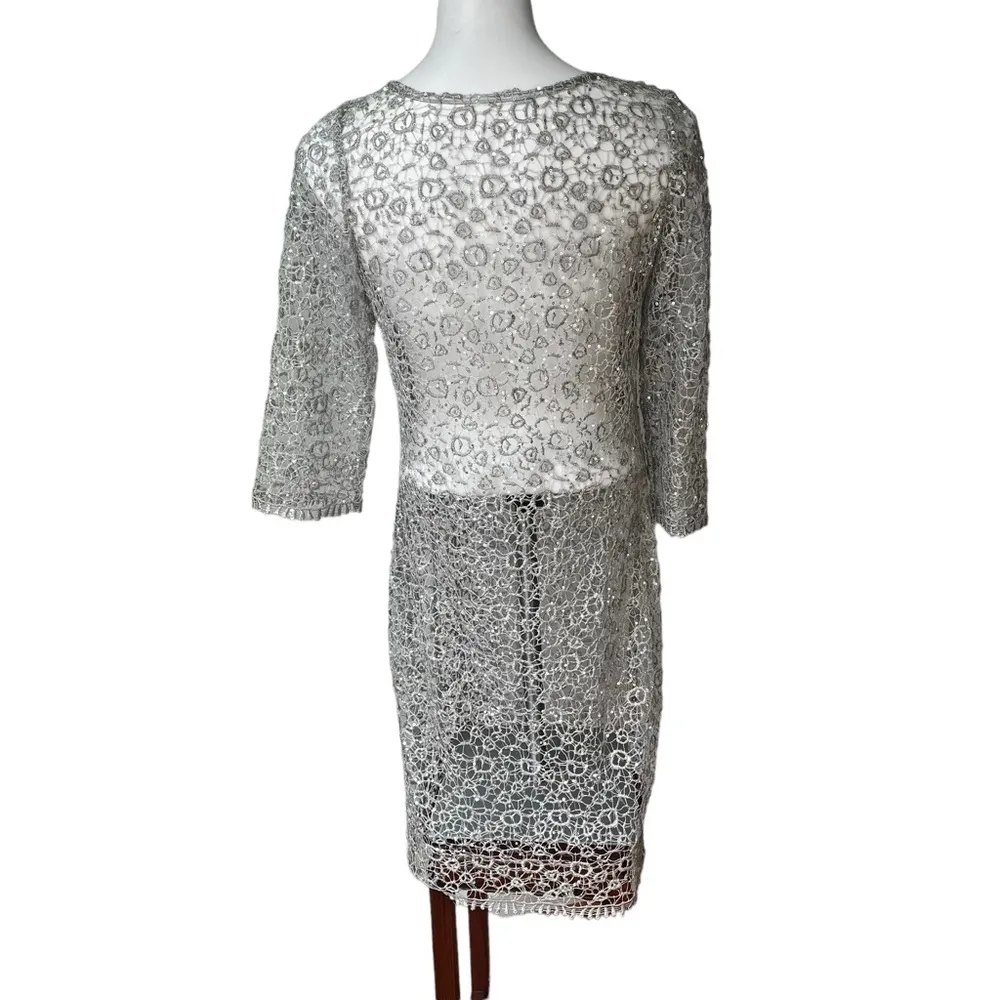 Cache Grey Lace Sequin Dress. - Image 5