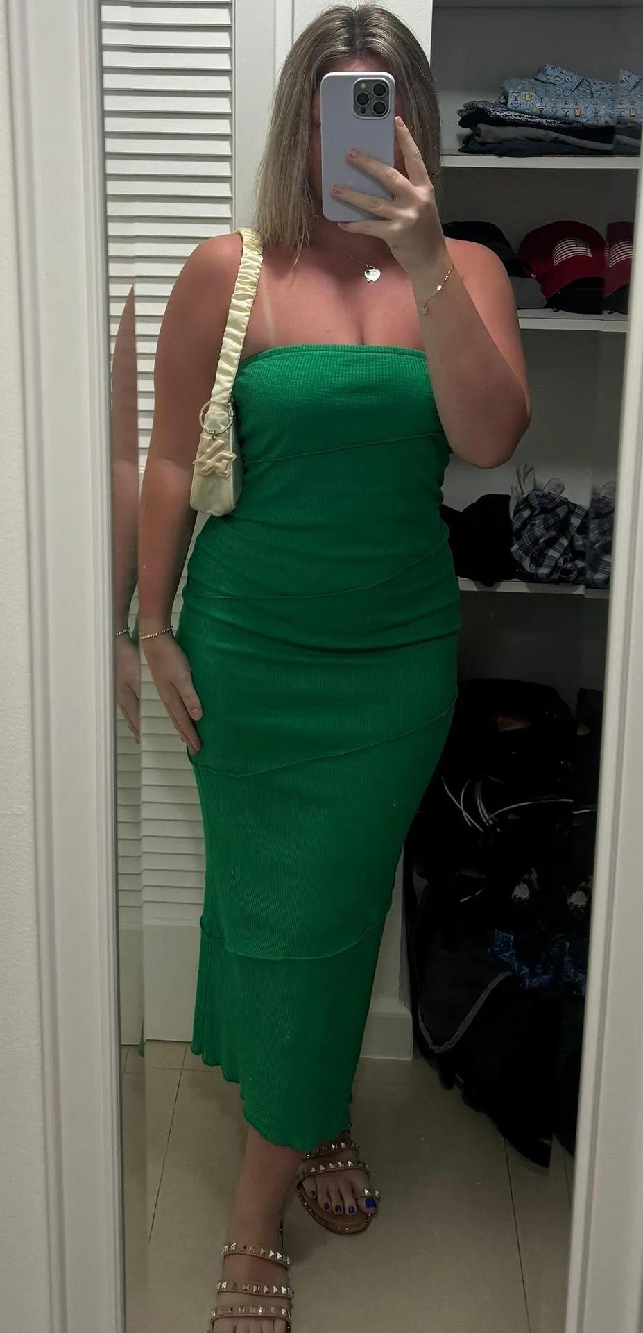 Pretty Garden Green Ribbed Midi/Maxi Dress - Image 7