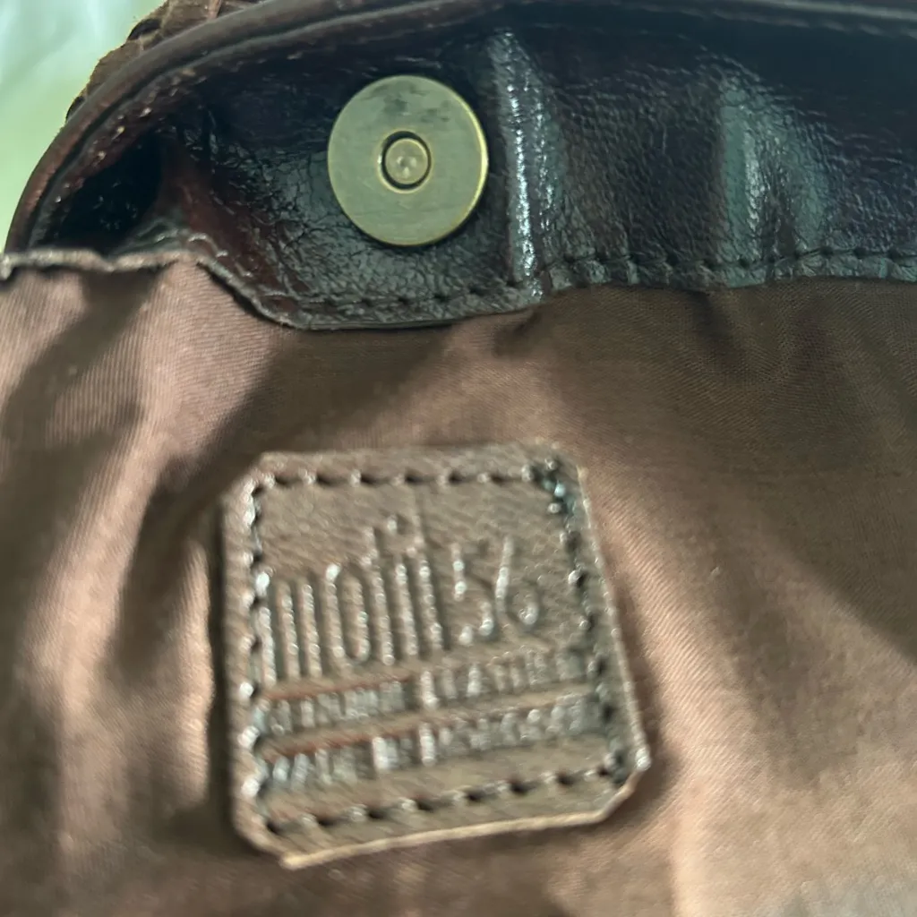 Motif 56 Leather woven purse Brown - Image 4