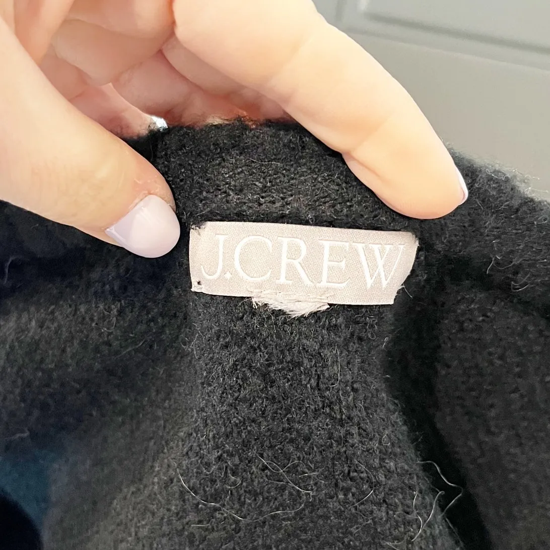 J. Crew Textured Button Up Long Sleeve Lady Jacket Cardigan Sweater Black Medium - Image 2