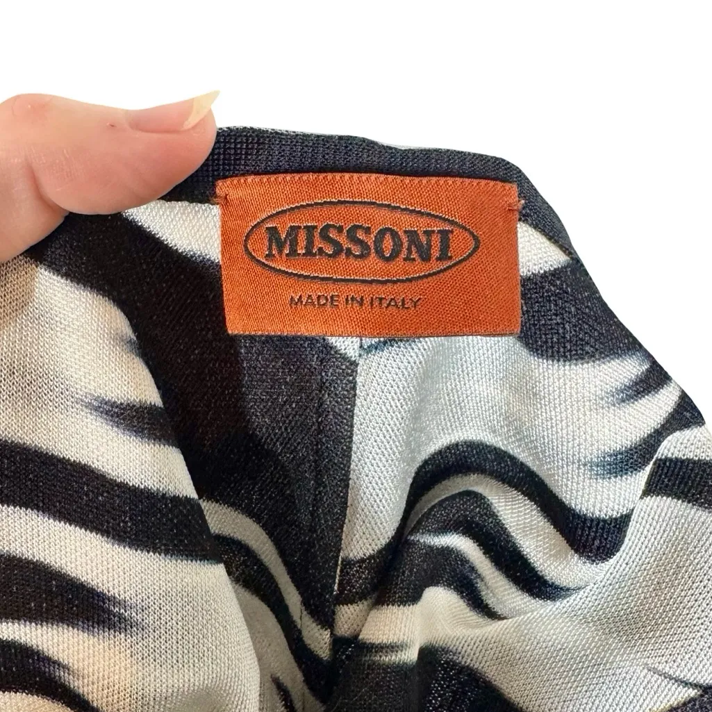 MISSONI Zig Zag Pattern Viscose Patchwork V Neck Empire Dress Sz:42/US10 - Image 10