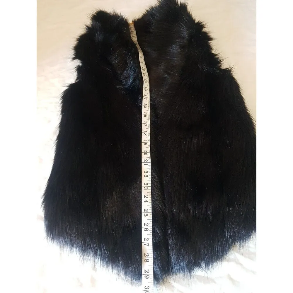 Womens Faux Fur black Jacket Vest Sz Medium Mob Wife Gothic Hipster Rn 66170 - Image 12