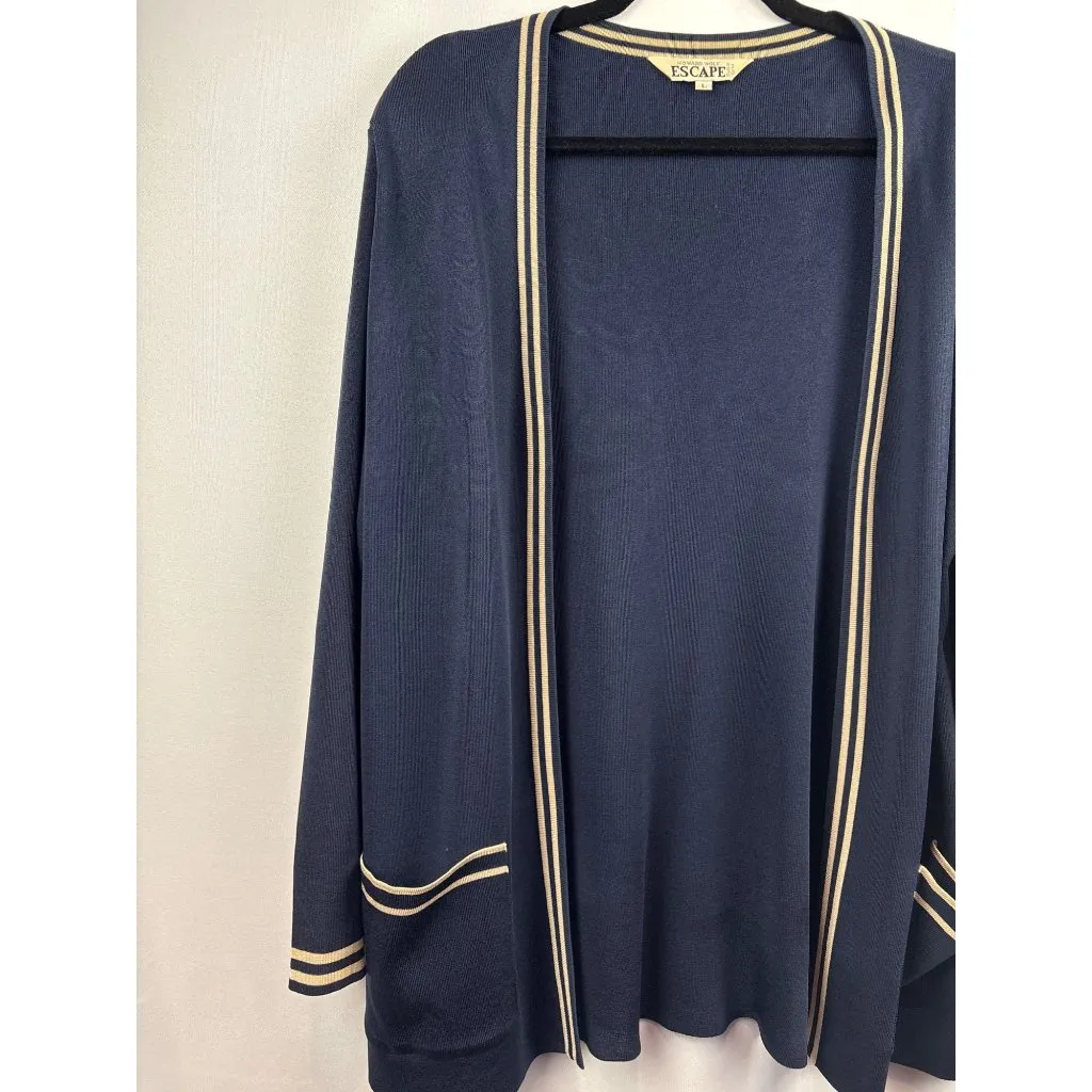 Women’s Howard Wolf Escape Size Large Navy Blue Long Sleeve Sweater with Cream S - Image 2