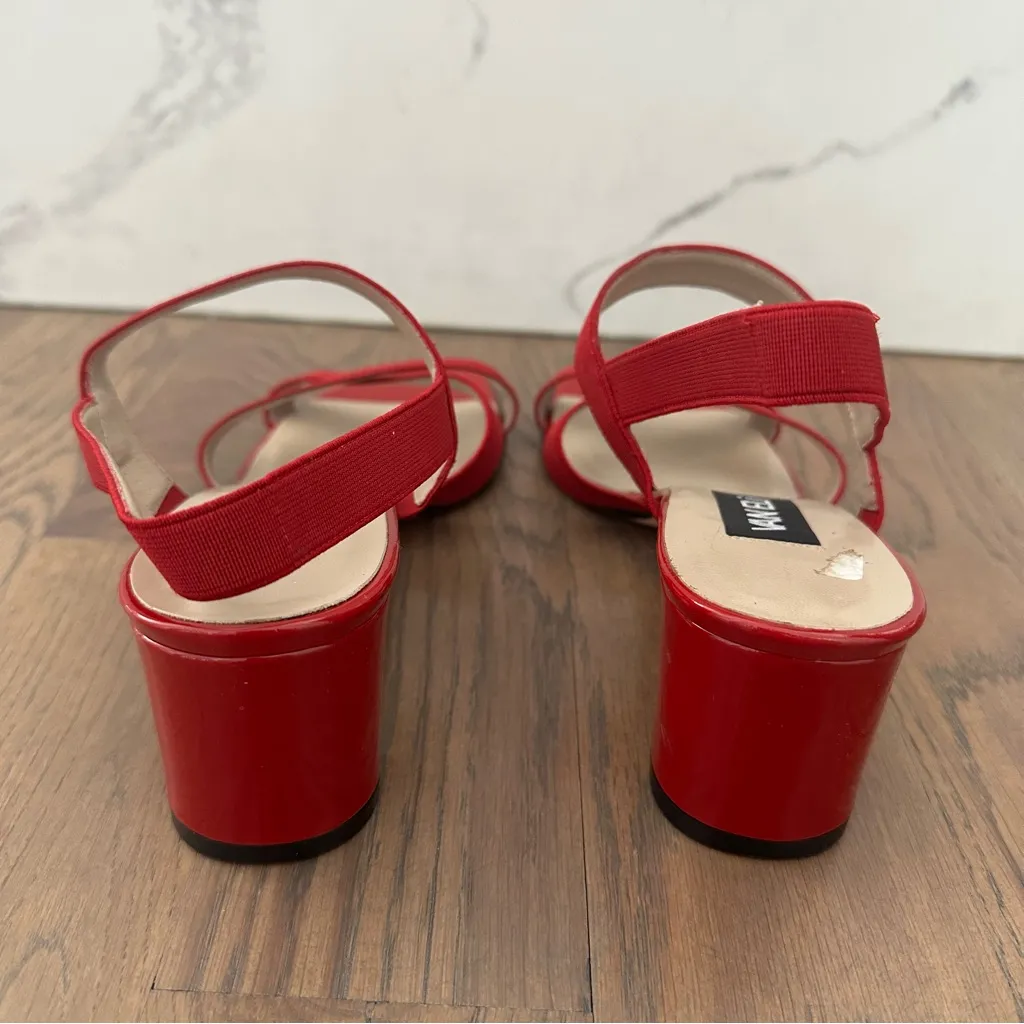 Like New Van Eli Block Heel Cross Strap Patent Leather Sandal Cherry Red 9.5B Size 9.5 - Image 4