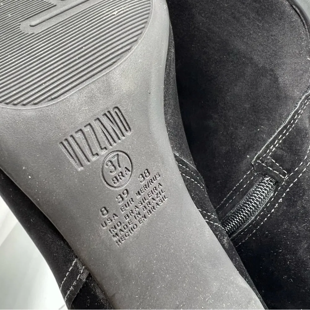 Vizzano Black Suede Velvet Ankle Bootie Size 8 Pointed Toe Stiletto Heel - Image 7