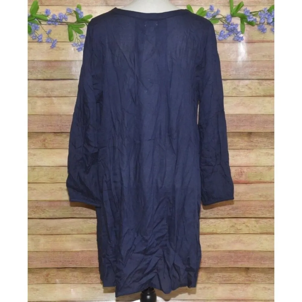 NWT Mudpie Navy Blue Button Up Tunic Shirt Dress One Size Casual V-Neck Lightwei - Image 5