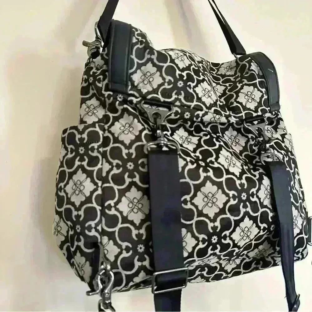 Petunia Pickle Bottom Boxy Backpack Convertible Diaper Bag Black White Damask - Image 6