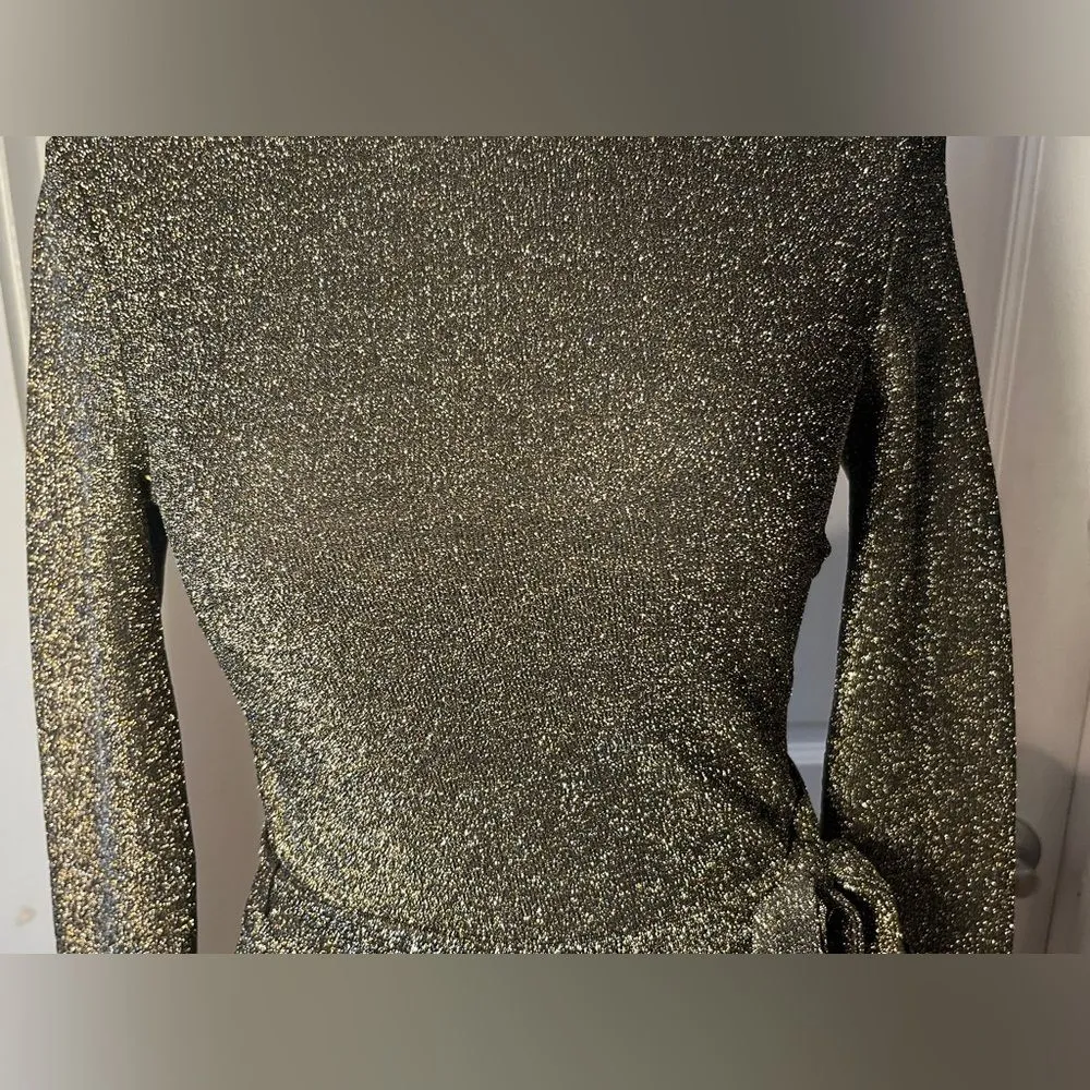 Speechless Juniors' Metallic Ruffled A-Line Dress Size XS   
Brown Silver Gold - Image 5