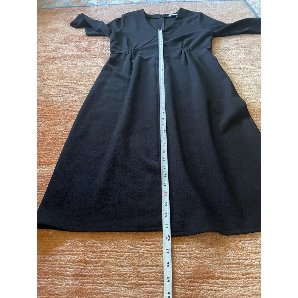 Sita Murt Midi BlackDress 3/4 Sleeves Wrinkle free Front slit Zip at back М/40 Black Size M - Image 4