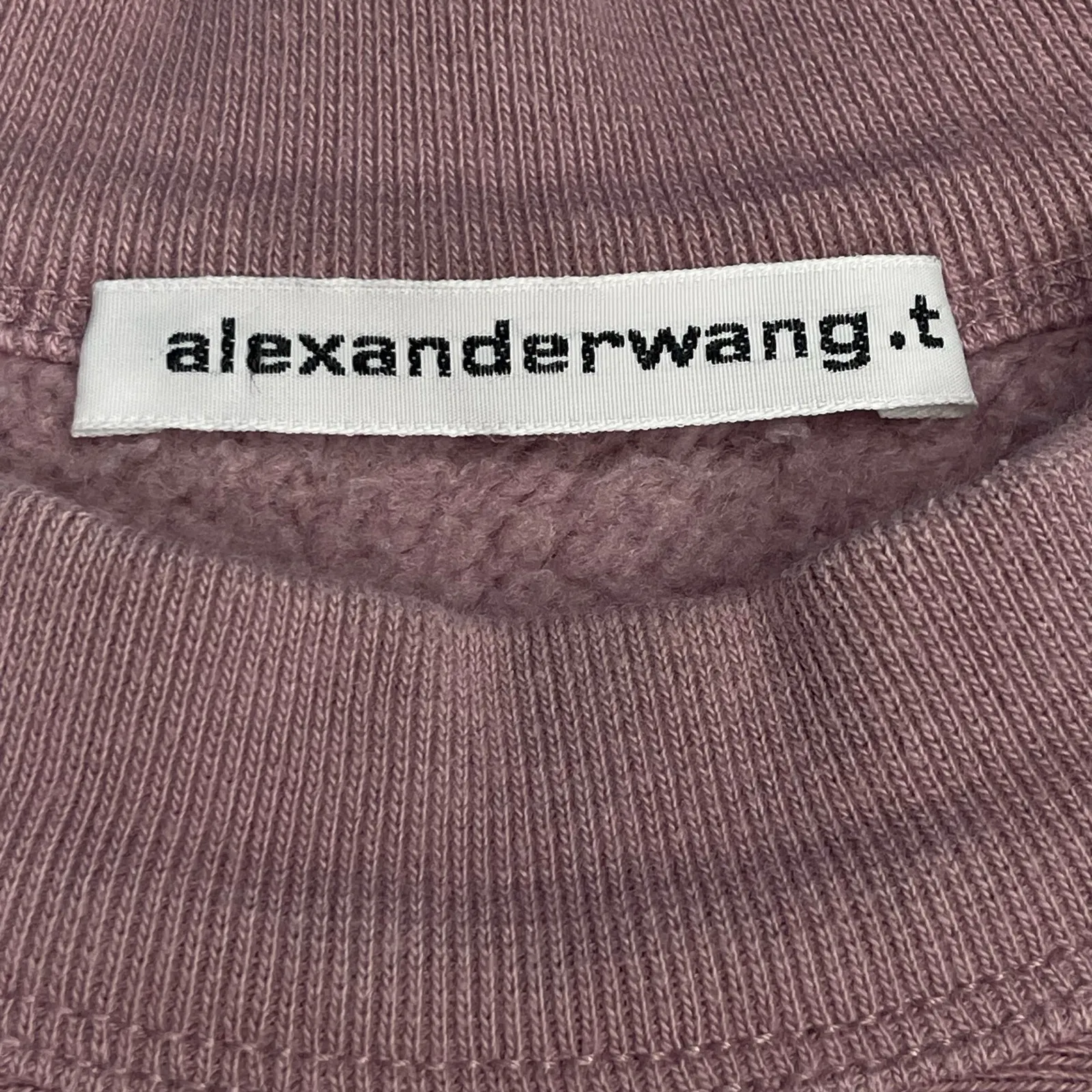 Alexander Wang T Essential Terry Crew Sweatshirt Puff Paint Logo size S luxury Pink - Image 5