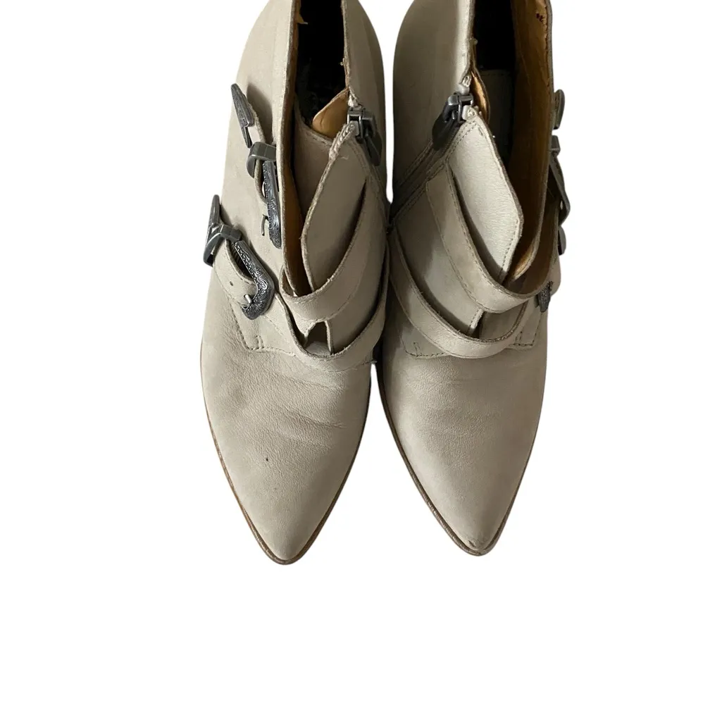 Franco Sarto Tan Granton Ankle Boots with Buckle Detail Suede Leather Block Heel - Image 4