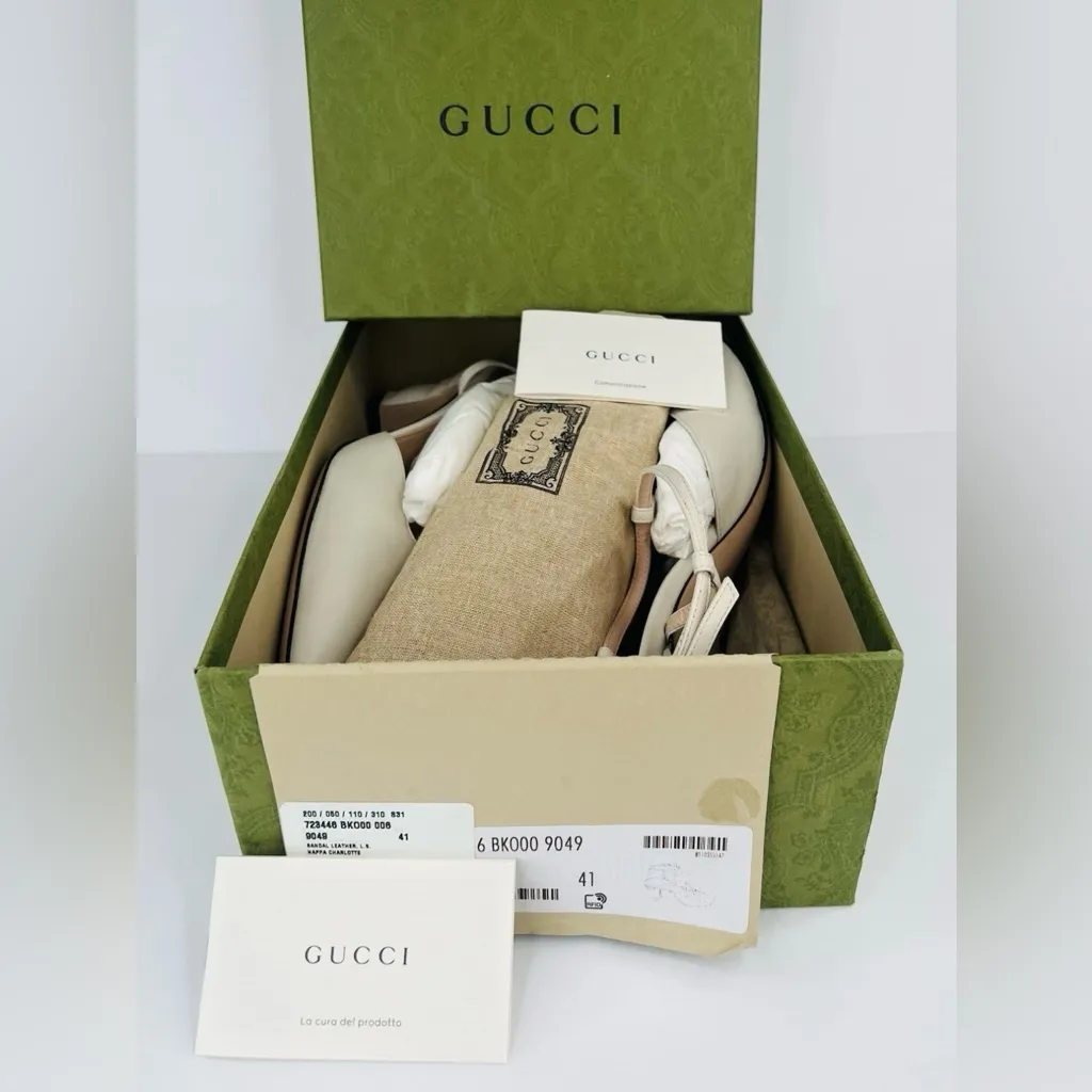 GUCCI WOMEN'S PETITE GG SLINGBACK NAPPA CHARLOTTE PUMPS SIZE EU 41 - Image 2