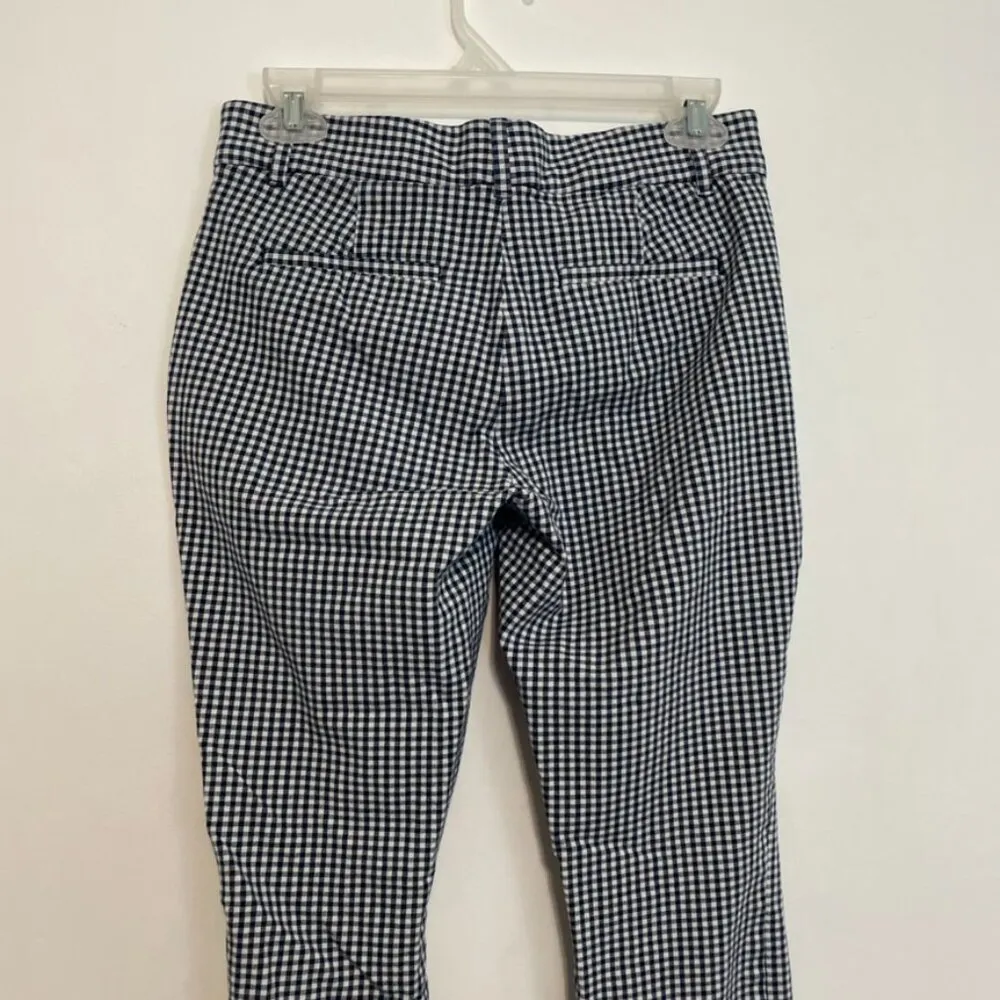 GAP High Rise Gingham Signature Skinny Ankle Pants Navy Blue White Cropped Crop - Image 14